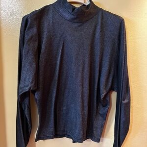 Metallic Charcoal Mock Neck Long Sleeve Top